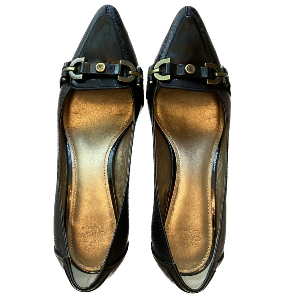 Circa Joan & David Luxe Snakeskin Embossed Black Leather Heel